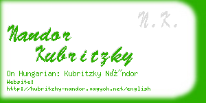 nandor kubritzky business card